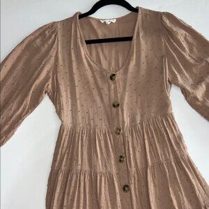 Elegant Tan Button-Down Dress